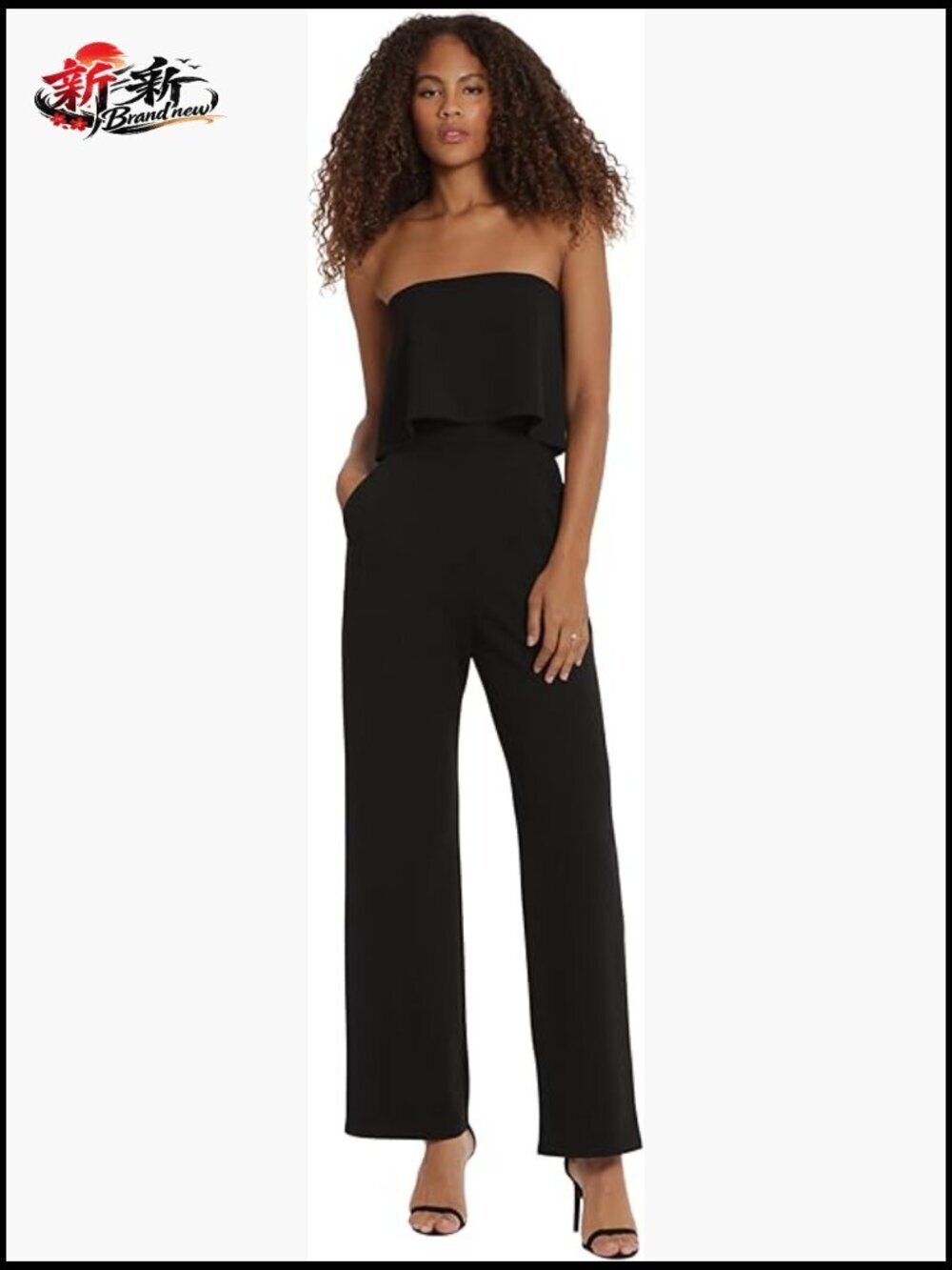 Strapless Peplum Jumpsuit with Pockets, Polyester Spandex, Formal Night Out